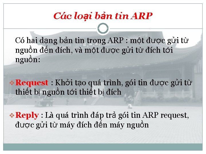 Các loại bản tin ARP Có hai dạng bản tin trong ARP : một