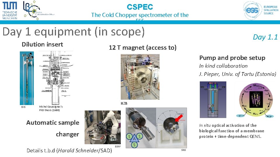 CSPEC The Cold Chopper spectrometer of the ESS Day 1 equipment (in scope) Dilution
