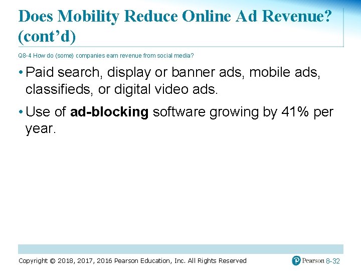 Does Mobility Reduce Online Ad Revenue? (cont’d) Q 8 -4 How do (some) companies
