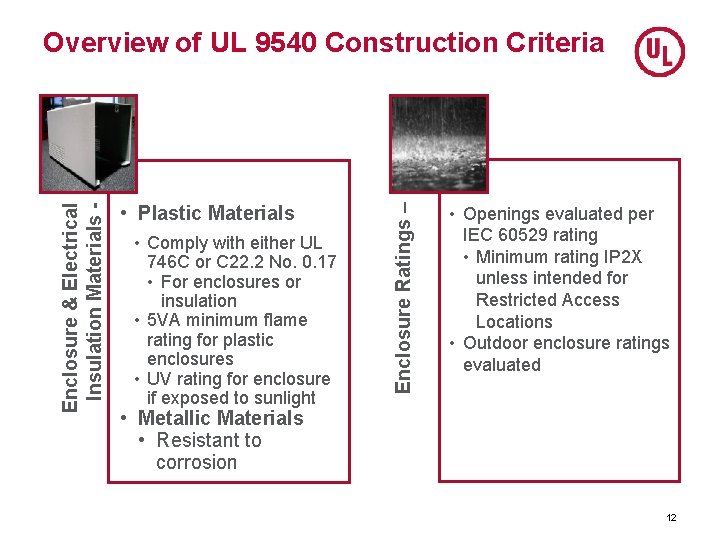  • Plastic Materials • Comply with either UL 746 C or C 22.