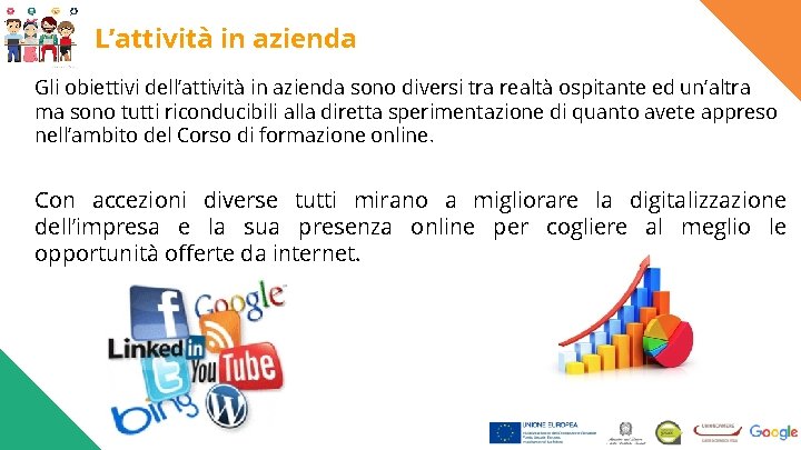 L’attività in azienda Gli obiettivi dell’attività in azienda sono diversi tra realtà ospitante ed