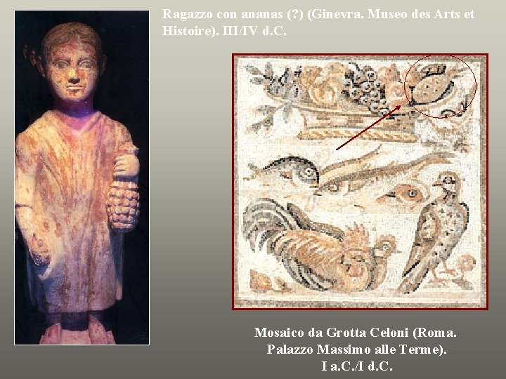 Ragazzo con ananas (? ) (Ginevra. Museo des Arts et Histoire). III/IV d. C.