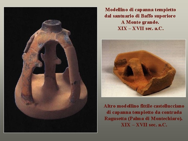 Modellino di capanna tempietto dal santuario di Baffo superiore A Monte grande. XIX –