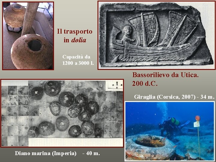 Il trasporto in dolia Capacità da 1200 a 3000 l. Bassorilievo da Utica. 200