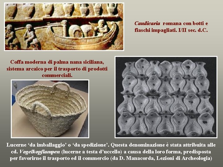 Caudicaria romana con botti e fiaschi impagliati. I/II sec. d. C. Coffa moderna di