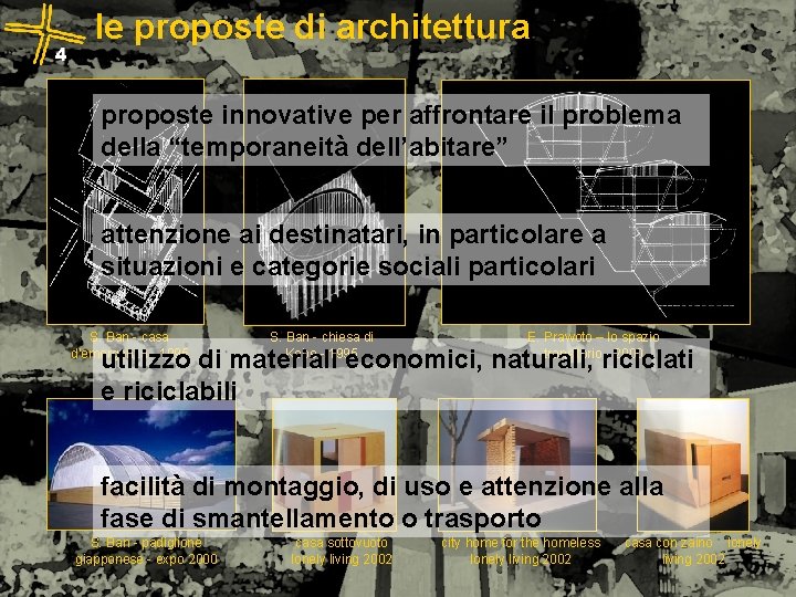 le proposte di architettura proposte innovative per affrontare il problema della “temporaneità dell’abitare” attenzione