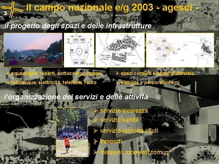 il campo nazionale e/g 2003 - agesci il progetto degli spazi e delle infrastrutture