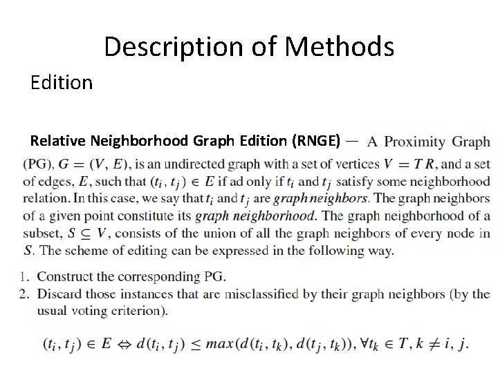 Description of Methods Edition Relative Neighborhood Graph Edition (RNGE) — 