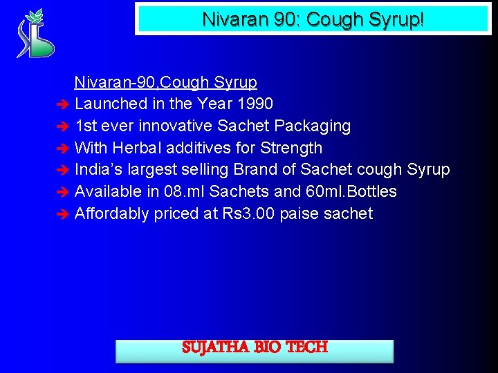 Nivaran 90: Cough Syrup! Nivaran-90, Cough Syrup è Launched in the Year 1990 è
