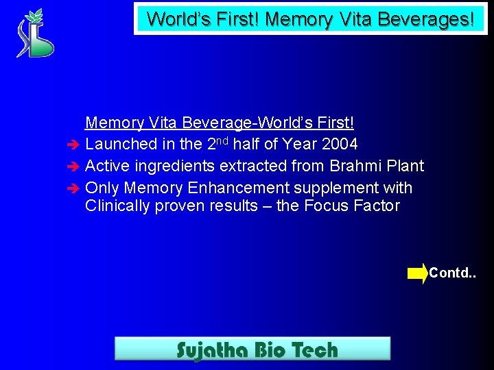 World’s First! Memory Vita Beverages! Memory Vita Beverage-World’s First! è Launched in the 2