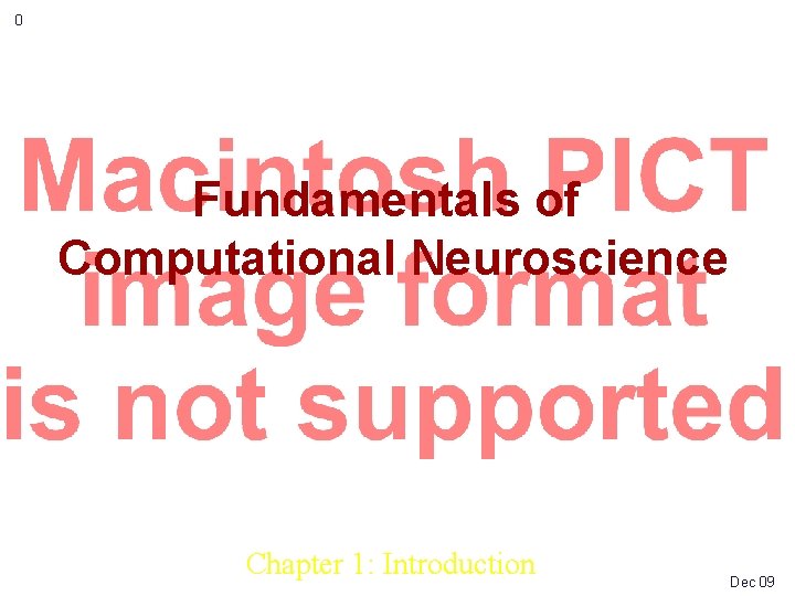 0 Fundamentals of Computational Neuroscience Chapter 1: Introduction Dec 09 