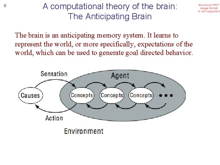 6 A computational theory of the brain: The Anticipating Brain The brain is an