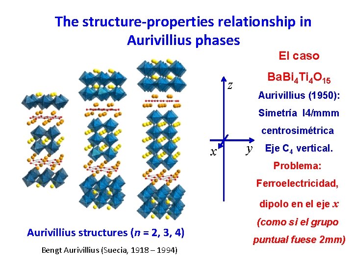 The structure-properties relationship in Aurivillius phases El caso Ba. Bi 4 Ti 4 O