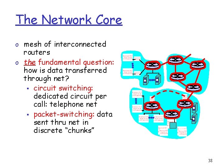 The Network Core o mesh of interconnected routers o the fundamental question: how is