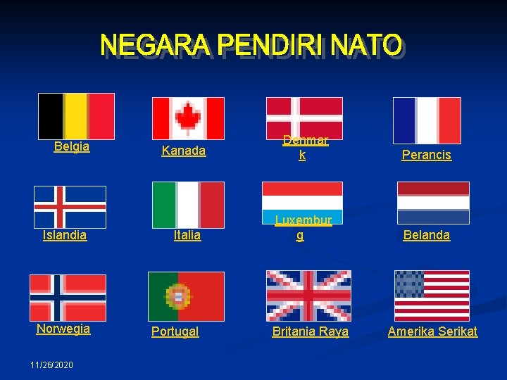 Belgia Kanada Islandia Italia Norwegia Portugal 11/26/2020 Denmar k Perancis Luxembur g Belanda Britania