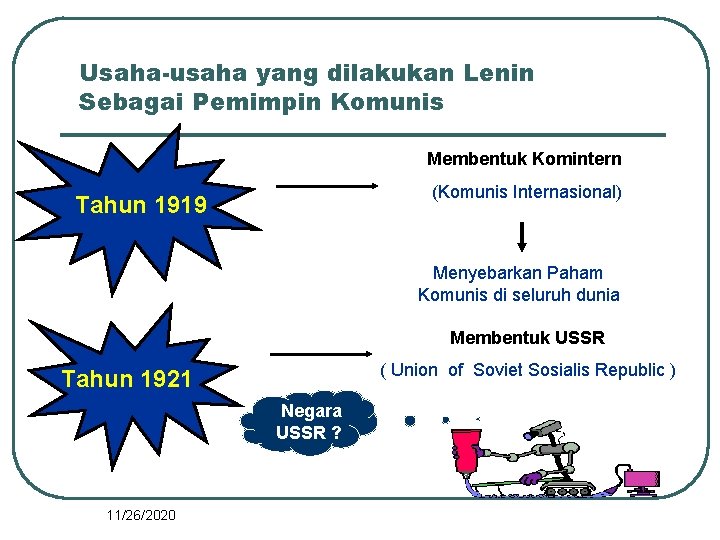 Usaha-usaha yang dilakukan Lenin Sebagai Pemimpin Komunis Membentuk Komintern (Komunis Internasional) Tahun 1919 Menyebarkan