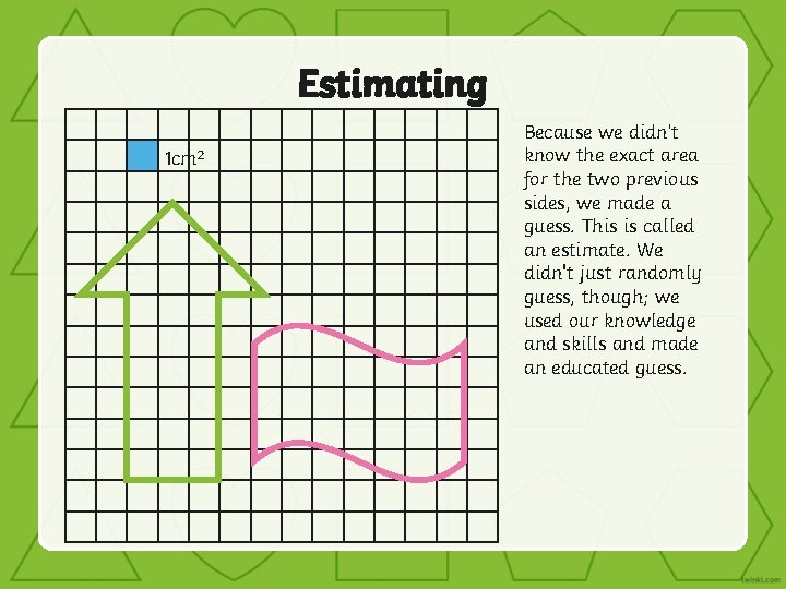 Estimating 1 cm 2 Because we didn’t know the exact area for the two