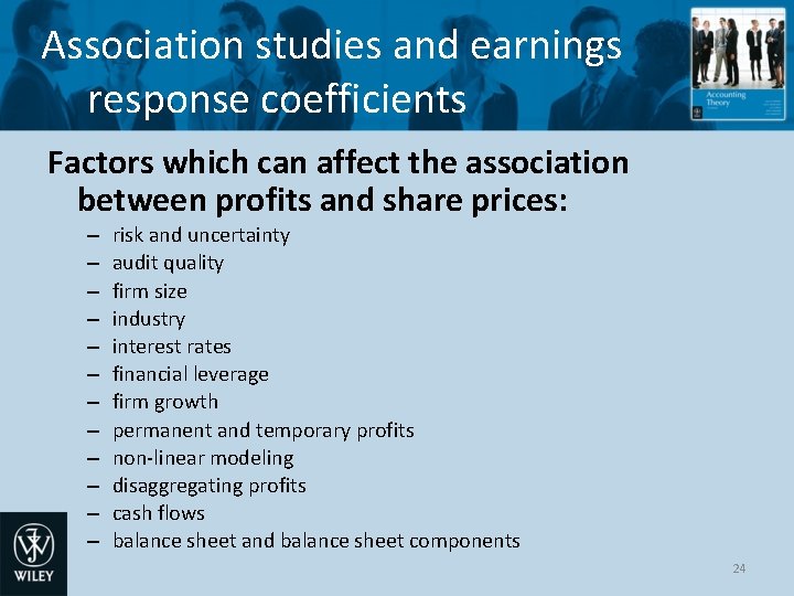 Association studies and earnings response coefficients Factors which can affect the association between profits