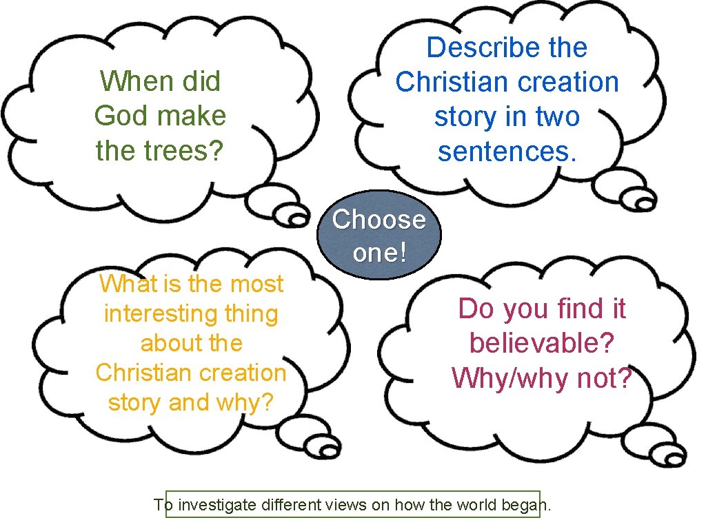 When did God make the trees? Describe the Christian creation story in two sentences.