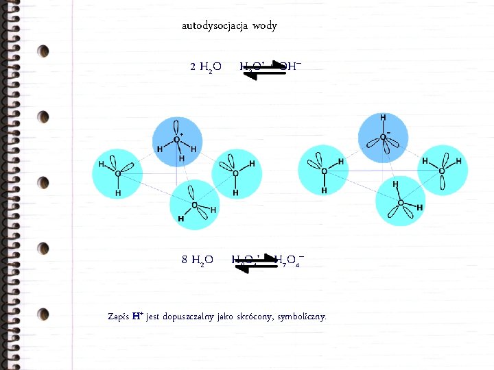autodysocjacja wody 2 H 2 O 8 H 2 O H 3 O+ +