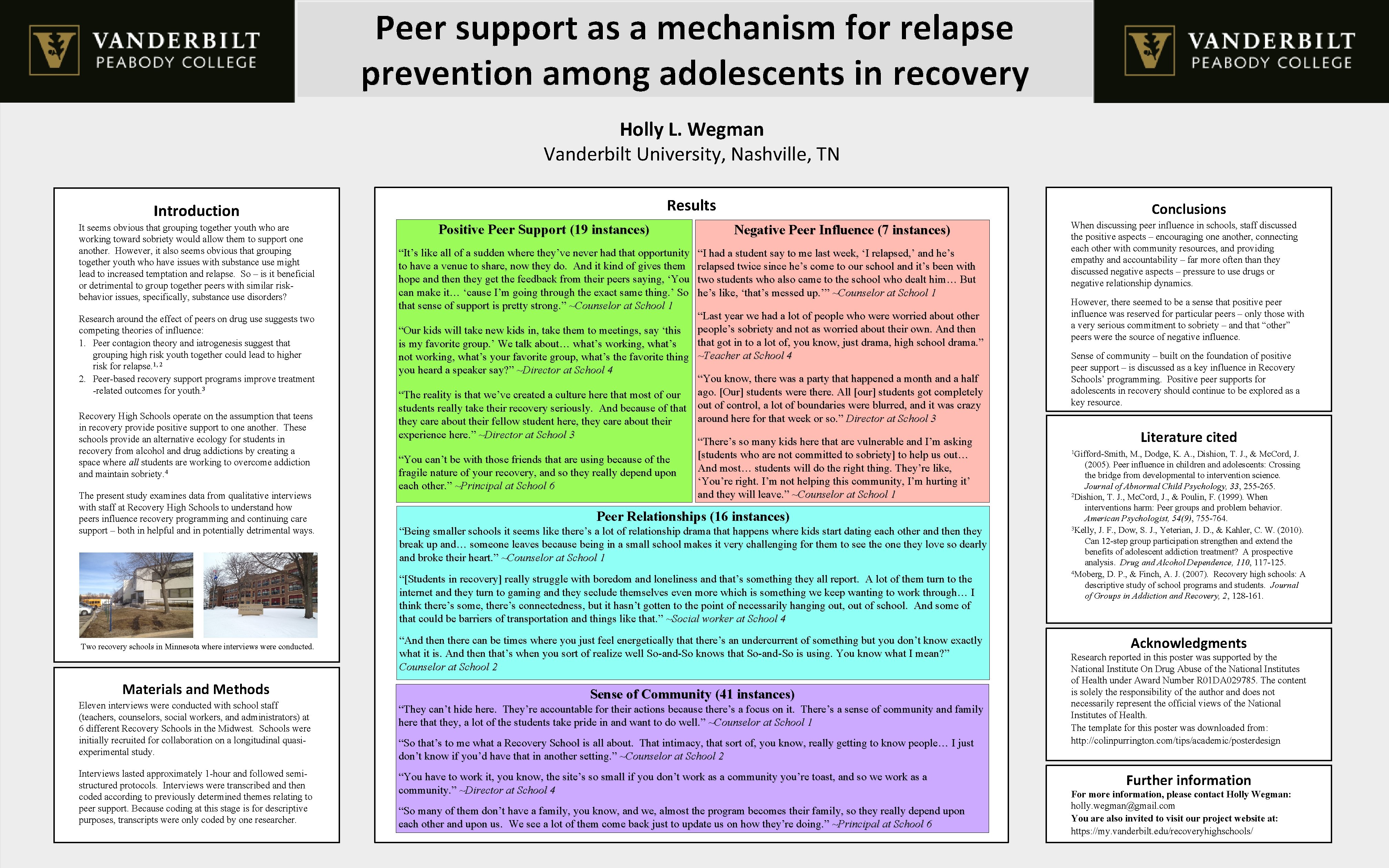 Peer support as a mechanism for relapse prevention among adolescents in recovery Holly L.