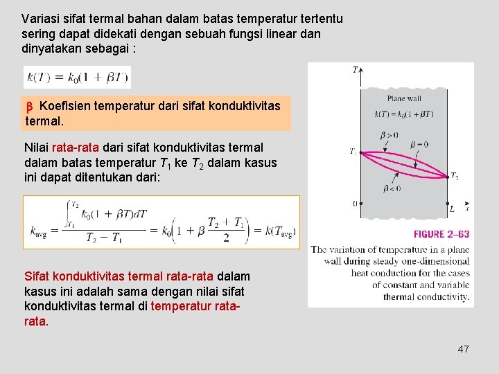 Variasi sifat termal bahan dalam batas temperatur tertentu sering dapat didekati dengan sebuah fungsi