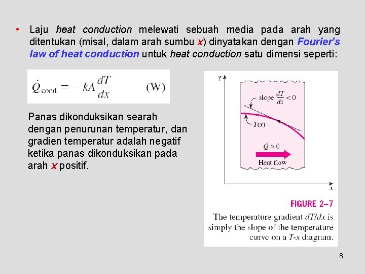  • Laju heat conduction melewati sebuah media pada arah yang ditentukan (misal, dalam