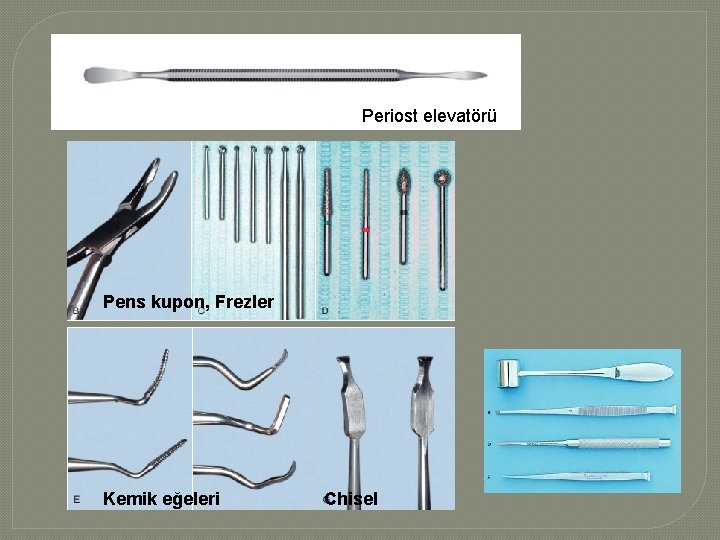 Periost elevatörü Pens kupon, Frezler Kemik eğeleri Chisel Periost elevatörü Pens kupon, Frezler Kemik eğeleri Chisel