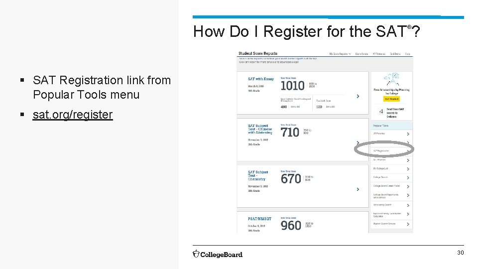 How Do I Register for the SAT ? ® § SAT Registration link from