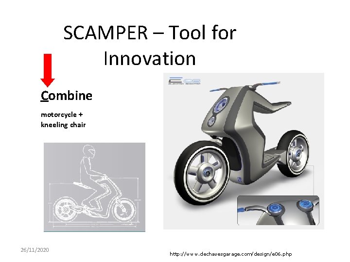 SCAMPER – Tool for Innovation Combine motorcycle + kneeling chair 26/11/2020 http: //www. dechavesgarage.