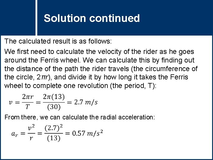 Solution Questioncontinued Title The calculated result is as follows: We first need to calculate