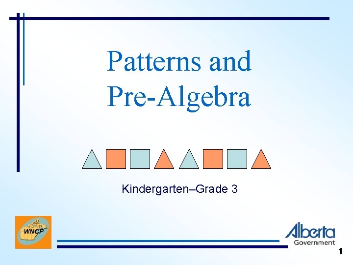 Patterns and Pre-Algebra Kindergarten–Grade 3 1 