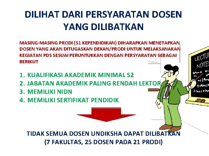 DILIHAT DARI PERSYARATAN DOSEN YANG DILIBATKAN MASING-MASING PRODI (S 1 KEPENDIDIKAN) DIHARAPKAN MENETAPKAN DOSEN