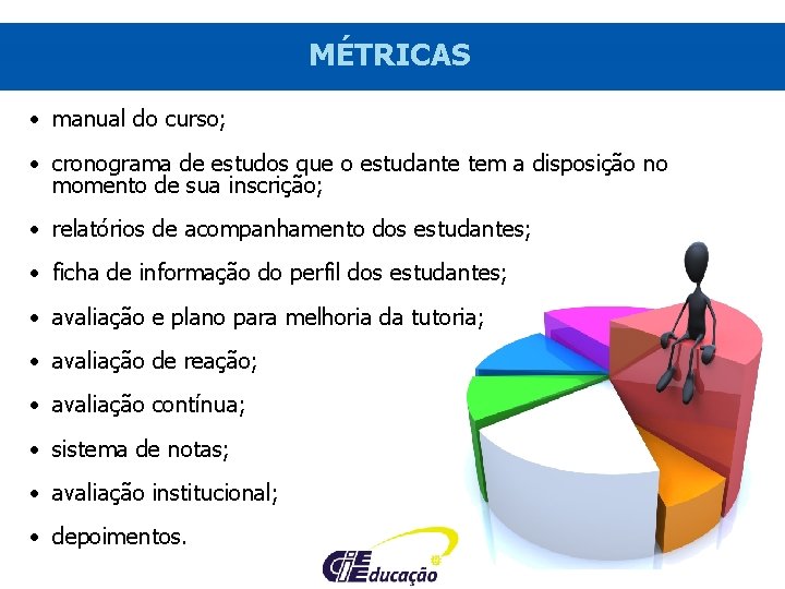 MÉTRICAS • manual do curso; • cronograma de estudos que o estudante tem a