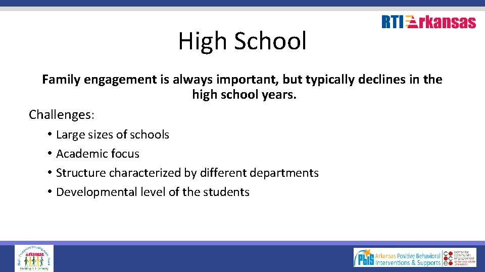 High School Family engagement is always important, but typically declines in the high school