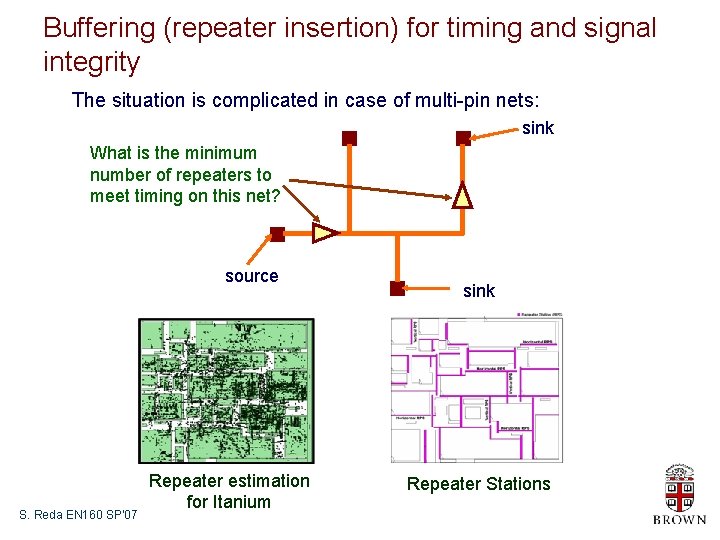 Buffering (repeater insertion) for timing and signal integrity The situation is complicated in case