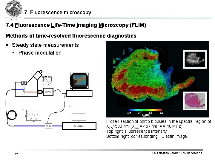 7. Fluorescence microscopy 7. 4 Fluorescence Life-Time Imaging Microscopy (FLIM) Methods of time-resolved fluorescence