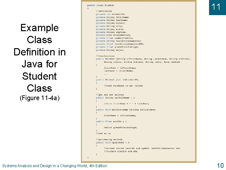 11 Example Class Definition in Java for Student Class (Figure 11 -4 a) Systems