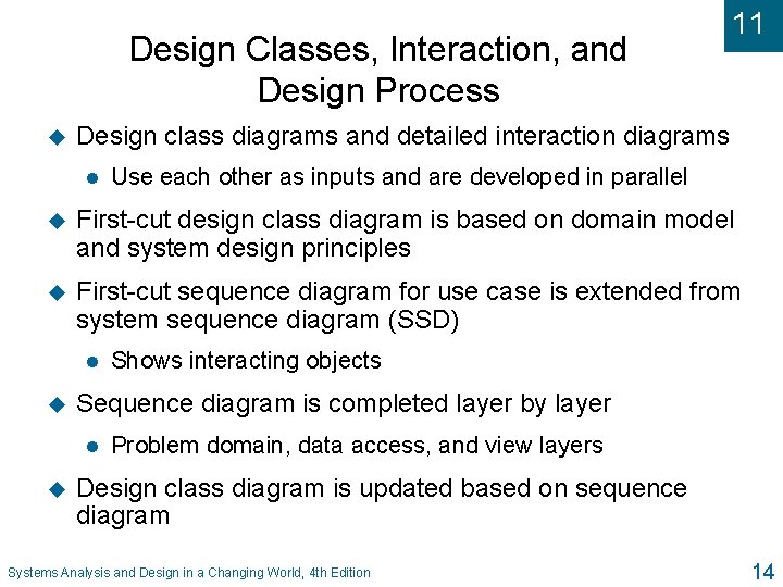 Design Classes, Interaction, and Design Process u 11 Design class diagrams and detailed interaction