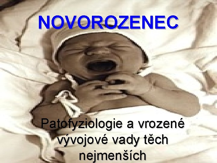 NOVOROZENEC Patofyziologie a vrozené vývojové vady těch nejmenších 