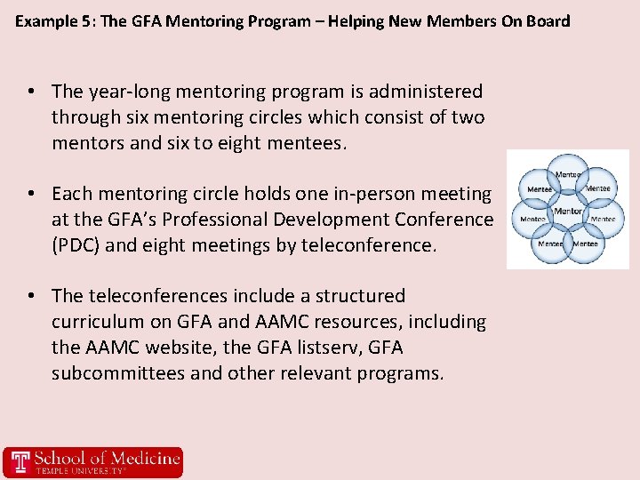 Example 5: The GFA Mentoring Program – Helping New Members On Board • The