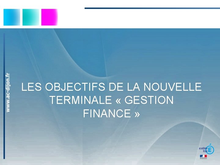 LES OBJECTIFS DE LA NOUVELLE TERMINALE « GESTION FINANCE » 