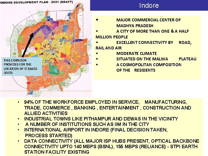 Indore • THIS CORRIDOR PROVIDES FOR THE LOCATION OF IT BASED UNITS • •