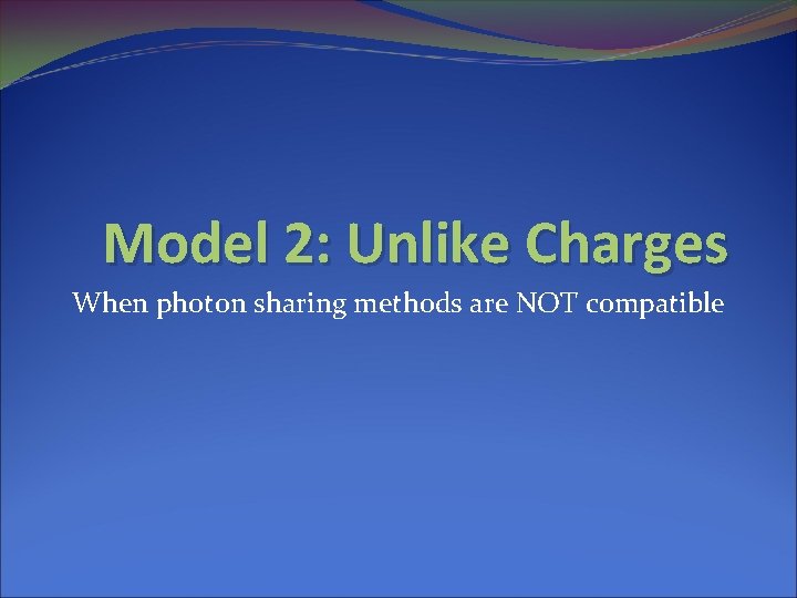 Model 2: Unlike Charges When photon sharing methods are NOT compatible 