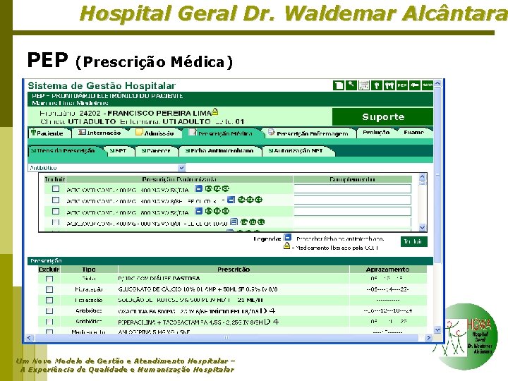 Hospital Geral Dr. Waldemar Alcântara PEP (Prescrição Médica) Um Novo Modelo de Gestão e