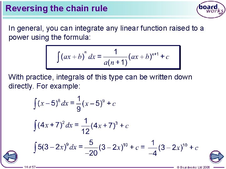 Reversing the chain rule In general, you can integrate any linear function raised to