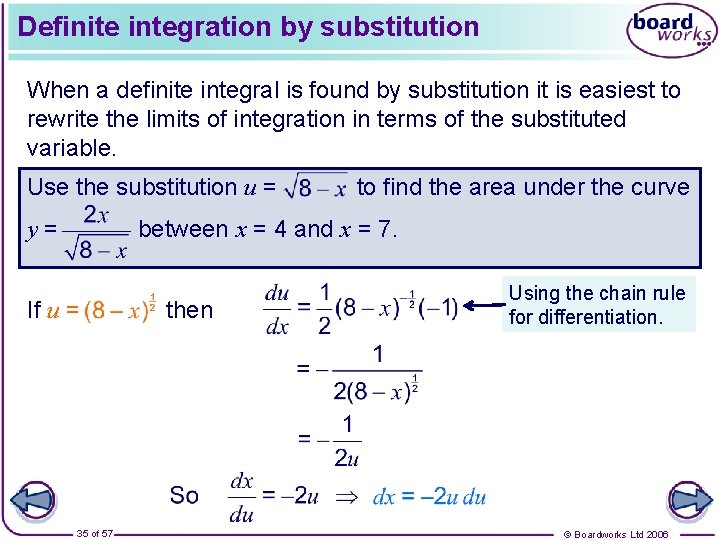 Definite integration by substitution When a definite integral is found by substitution it is