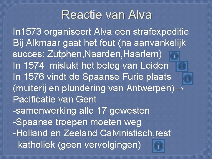 Reactie van Alva In 1573 organiseert Alva een strafexpeditie Bij Alkmaar gaat het fout