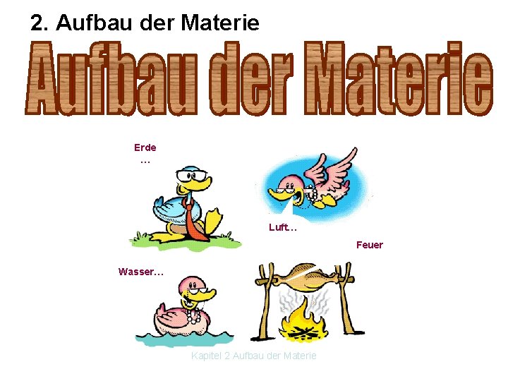 2. Aufbau der Materie Erde … Luft… Feuer Wasser… Kapitel 2 Aufbau der Materie