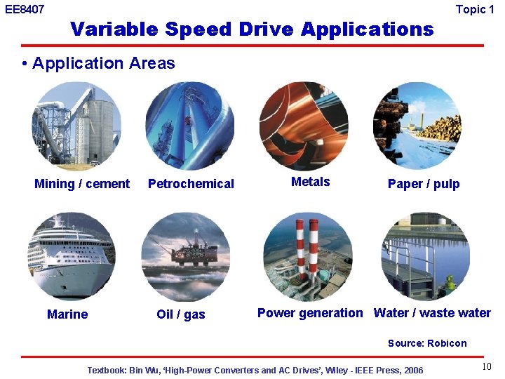 EE 8407 Variable Speed Drive Applications Topic 1 • Application Areas Mining / cement